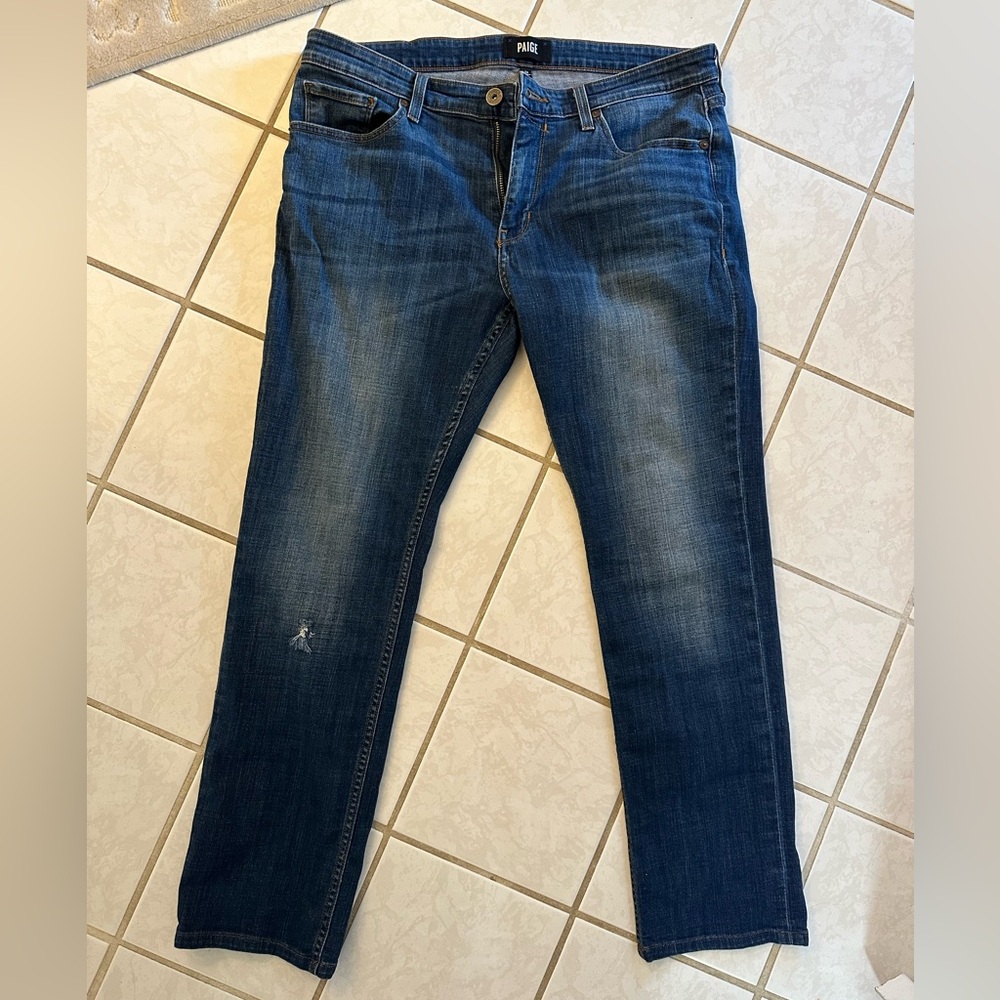 PAIGE Men's Dark Blue Straight Jeans